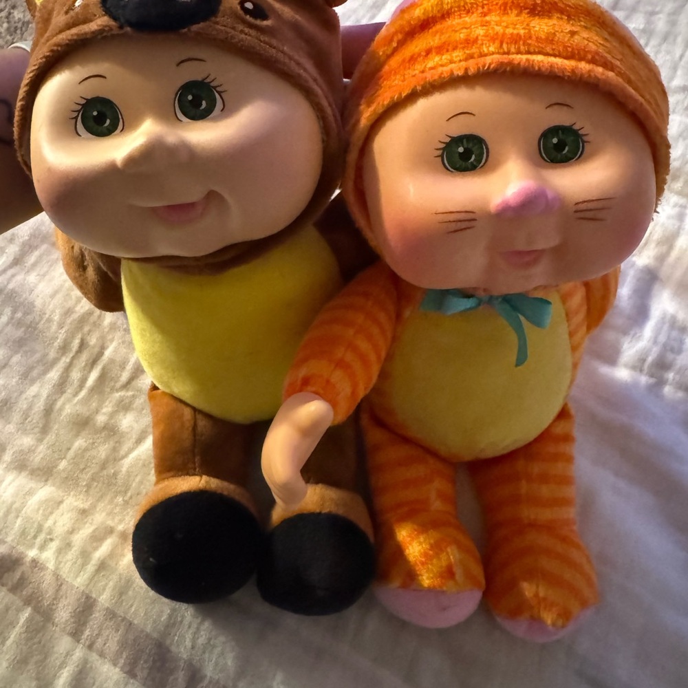 Charming Plush Doll Duo in Animal Outfits